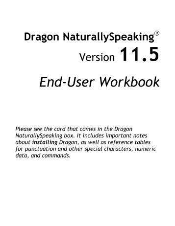 Dragon Naturally Speaking Professional 9 User Manual